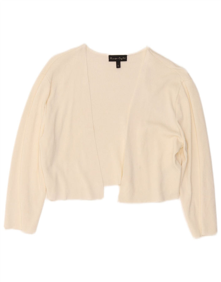 Fase Oito Suéter Bolero Feminino Manga 3/4 Aberto Reino Unido 14 Médio Off White