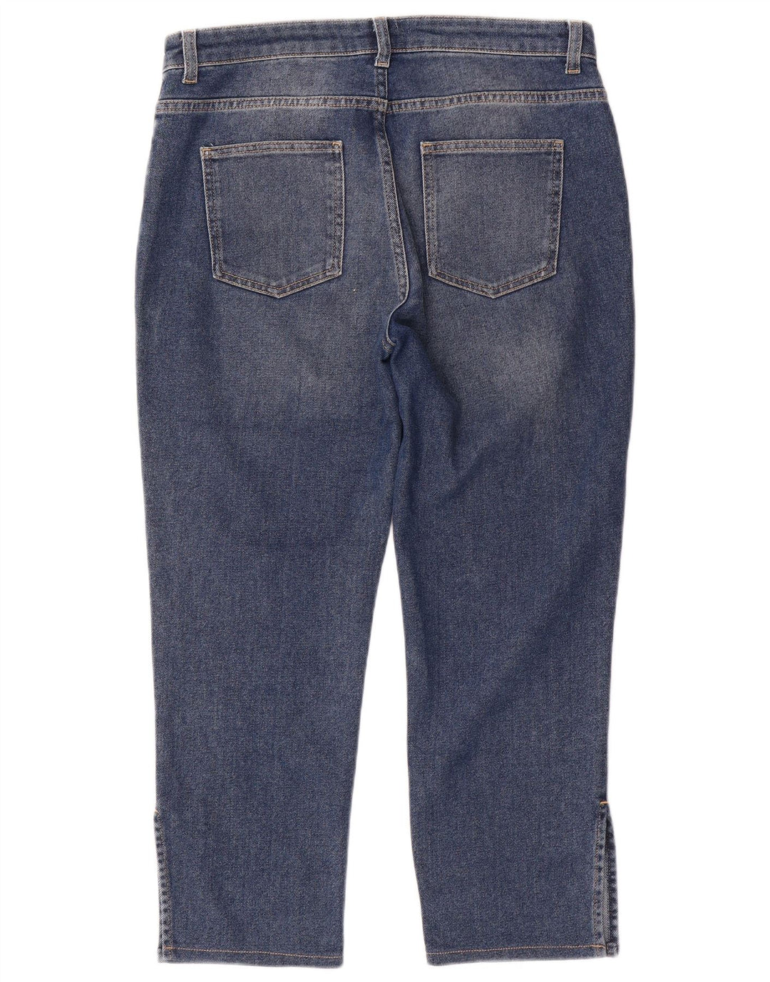 FRENCH CONNECTION Calça jeans feminina cortada Reino Unido 14 grande W34 L25 algodão azul