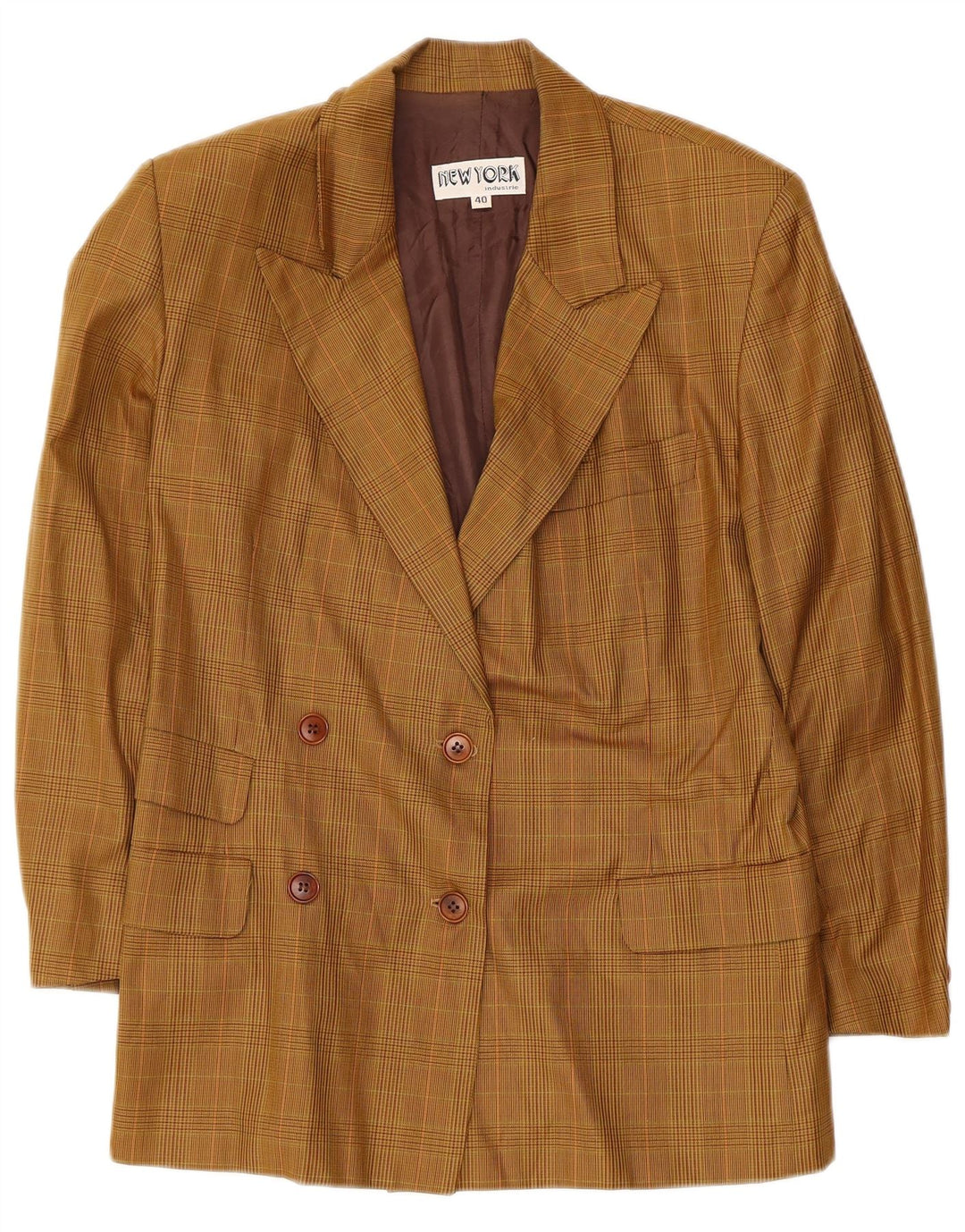 Jaqueta blazer feminina New York Industrie IT 40 pequena xadrez bege