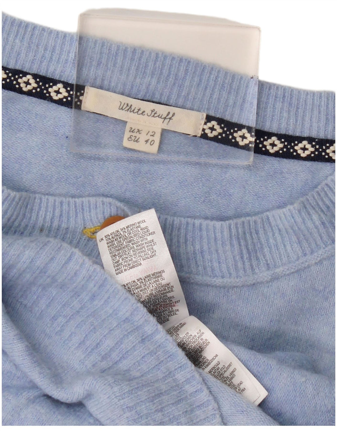 Suéter cardigã feminino WHITE STUFF UK 12 nylon azul médio