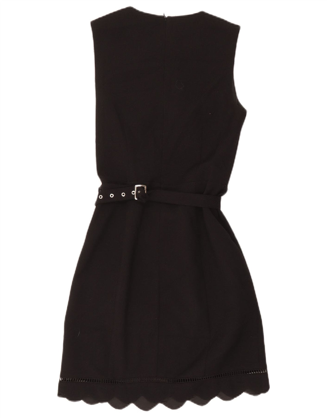 Vestido feminino Oasis sem mangas com bainha UK 8 pequeno poliéster preto