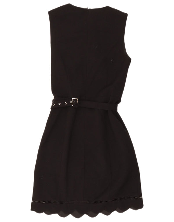 Vestido feminino Oasis sem mangas com bainha UK 8 pequeno poliéster preto