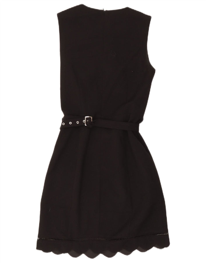 Vestido feminino Oasis sem mangas com bainha UK 8 pequeno poliéster preto