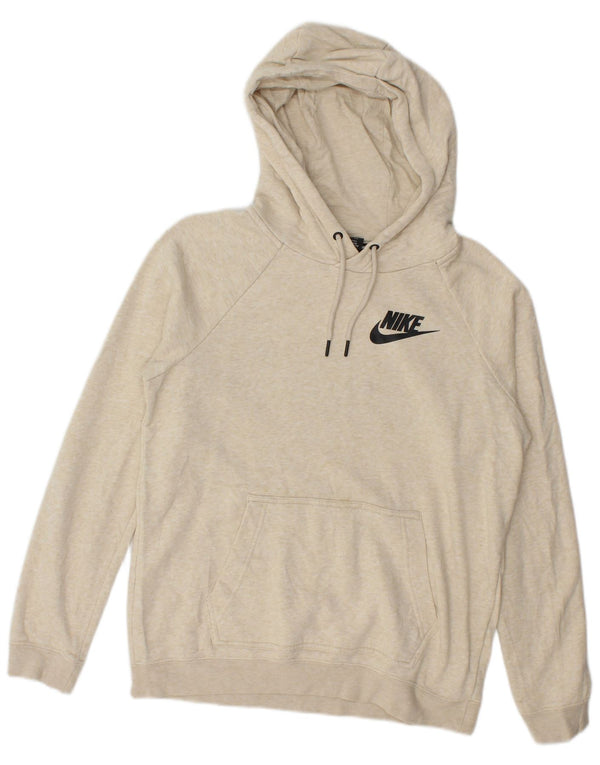 Nike Womens Oversized Hoodie Jumper UK 10 Small Beige Flecked Cotton