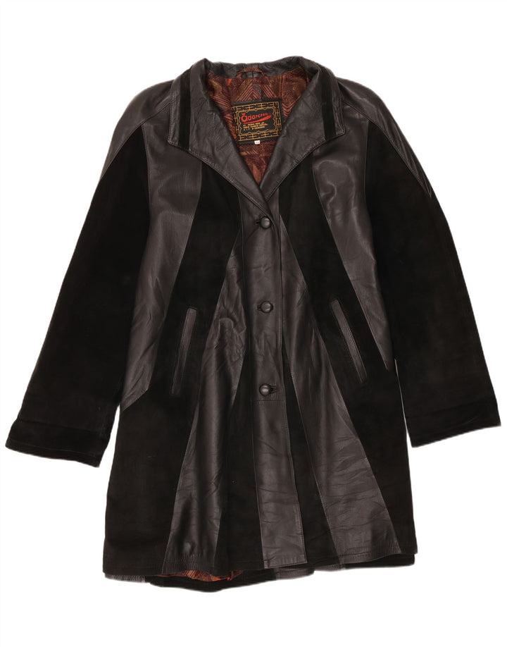 Casaco de couro feminino Adarcrea EU 48 2XL couro preto colorblock