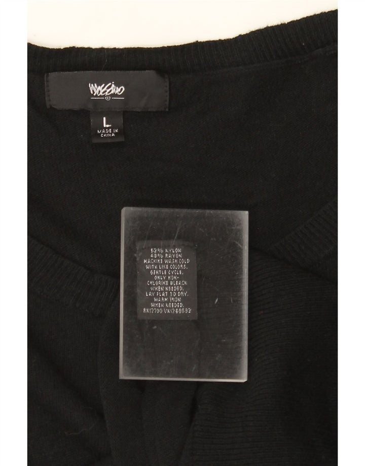 Suéter feminino MOSSIMO com gola canoa Reino Unido 14 grande preto nylon