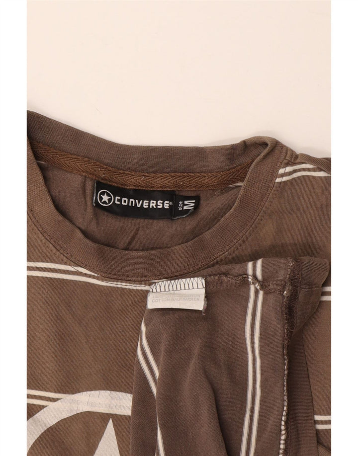 Converse Mens Graphic T-Shirt Top Médio Marrom Listrado Algodão
