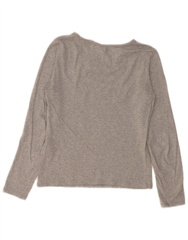 Top feminino Levi's manga comprida UK 10 pequeno algodão cinza