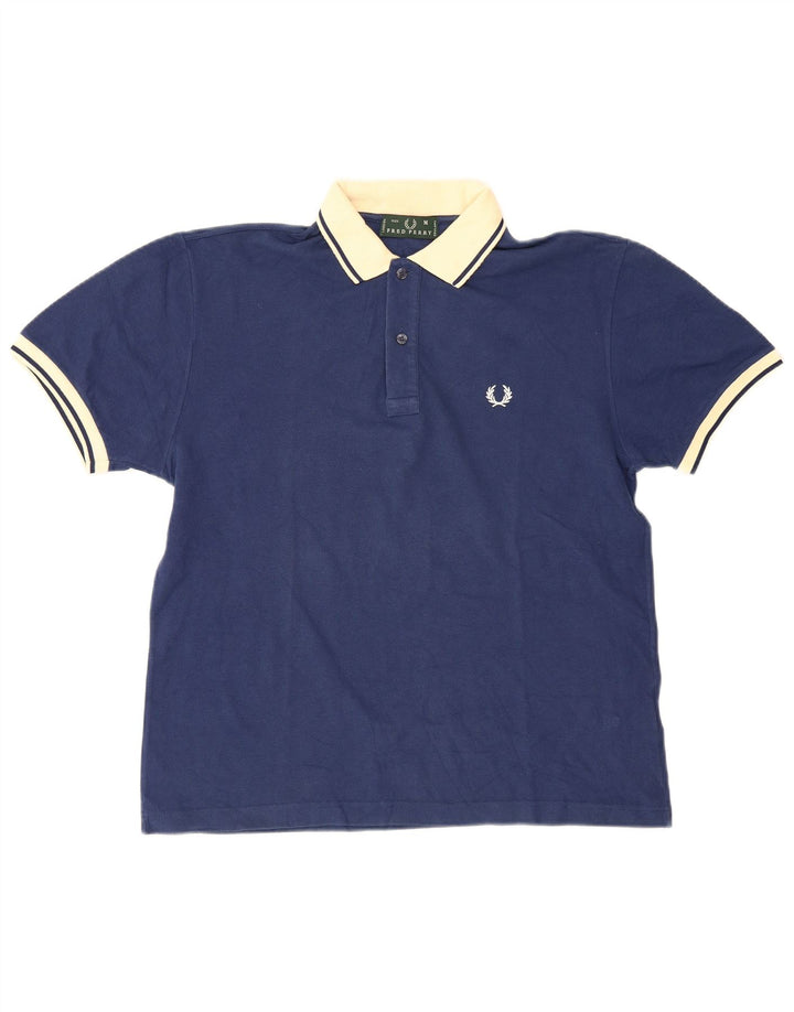 Camisa polo masculina Fred Perry médio azul marinho algodão colorblock