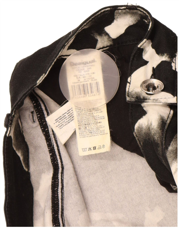 Calça feminina casual skinny DESIGUAL EU 44 XL W34 L31 preta estampa animal