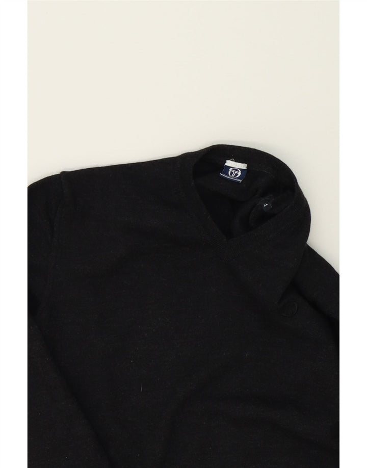 SERGIO TACCHINI Womens V-Neck Jumper Sweater UK 18 XL Black Vintage Sergio Tacchini and Second-Hand Sergio Tacchini from Messina Hembry 