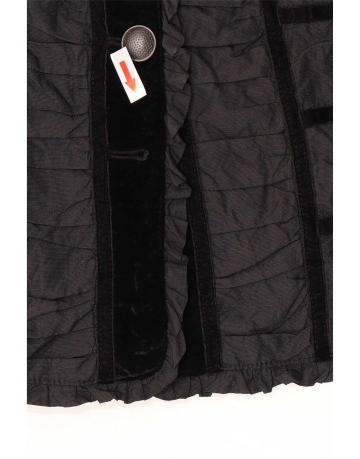 Jaqueta blazer feminina vintage com 4 botões Reino Unido 14 bloco colorido preto médio
