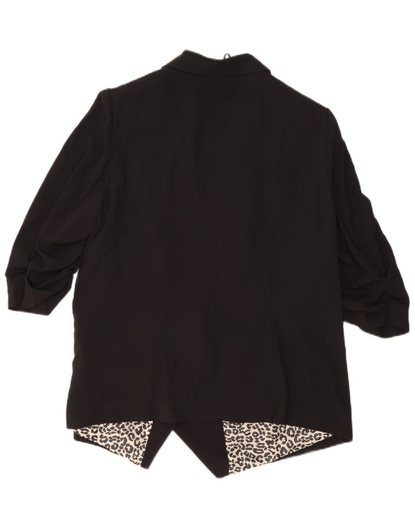 Jaqueta blazer feminina MARKS & SPENCER manga 3/4 aberta Reino Unido 20 2XL preta