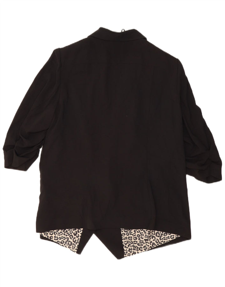 Jaqueta blazer feminina MARKS & SPENCER manga 3/4 aberta Reino Unido 20 2XL preta