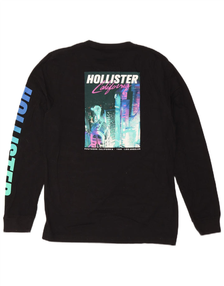Top gráfico feminino HOLLISTER manga comprida Reino Unido 10 pequeno algodão preto