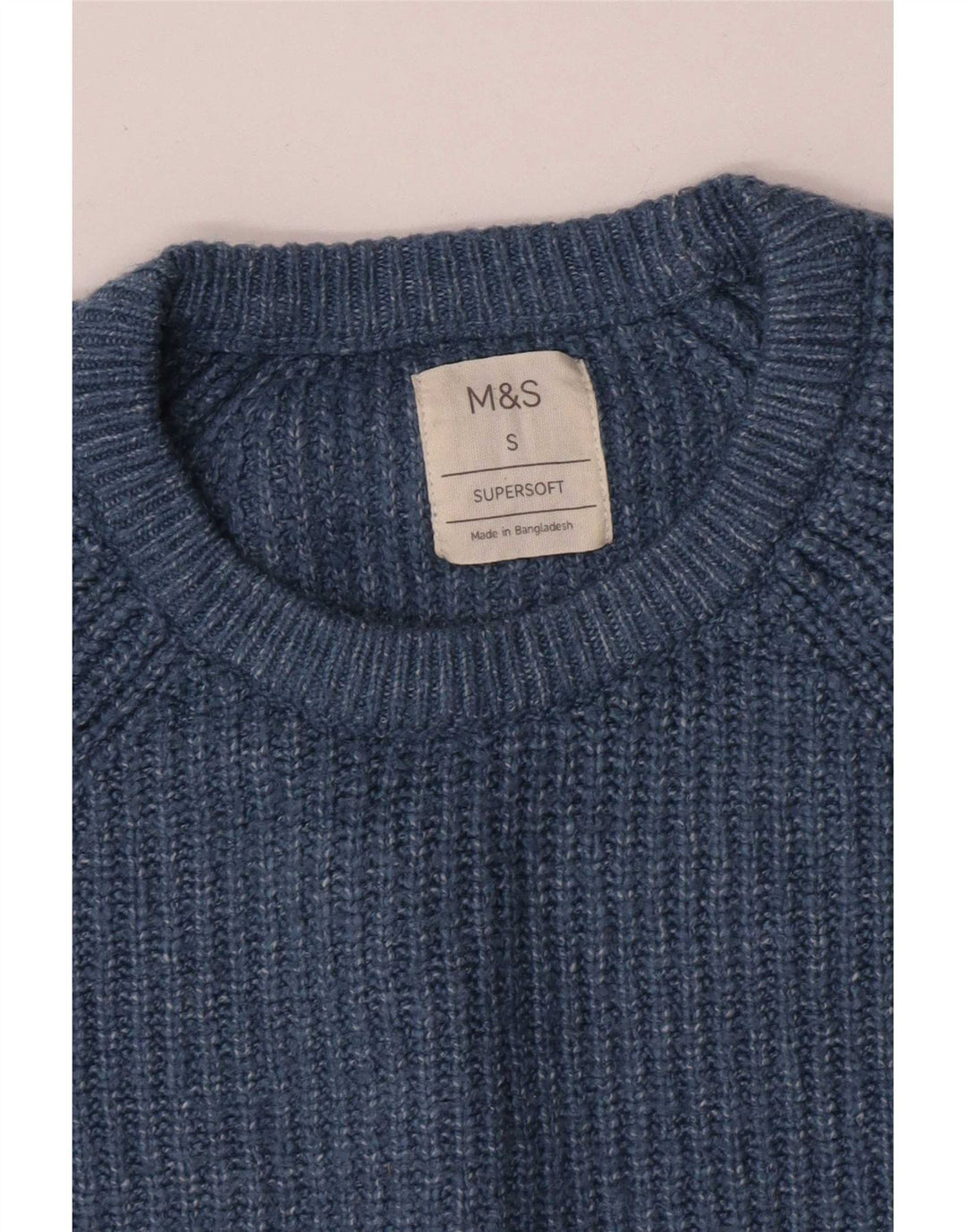 Suéter masculino Marks & Spencer com gola redonda, pequeno azul Fair Isle