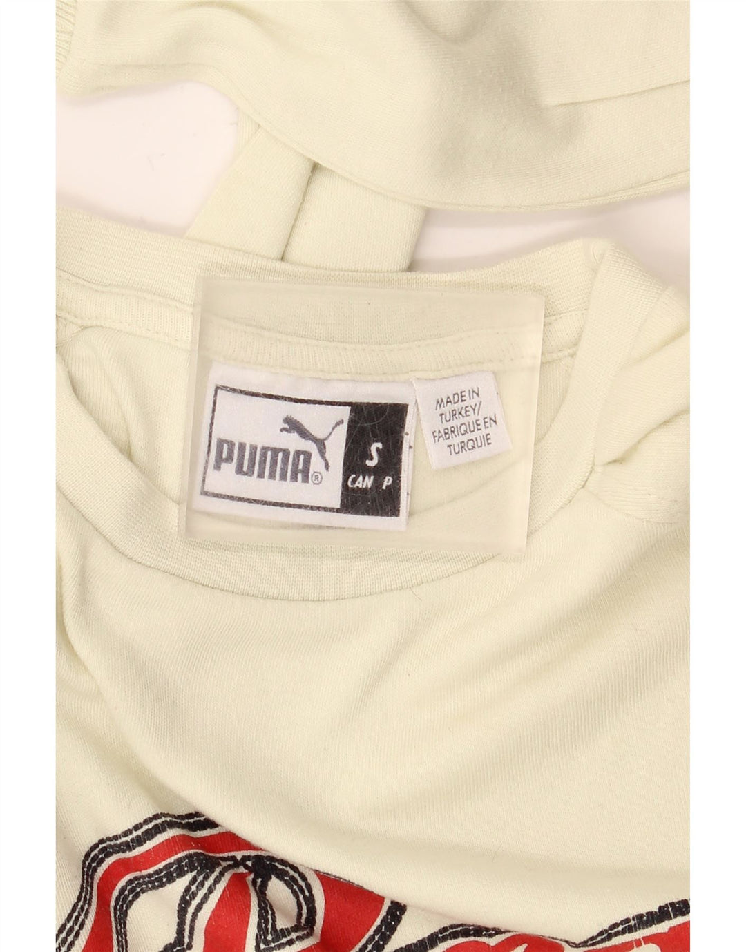 Puma Mens Graphic Top Manga Longa Pequeno Algodão Branco