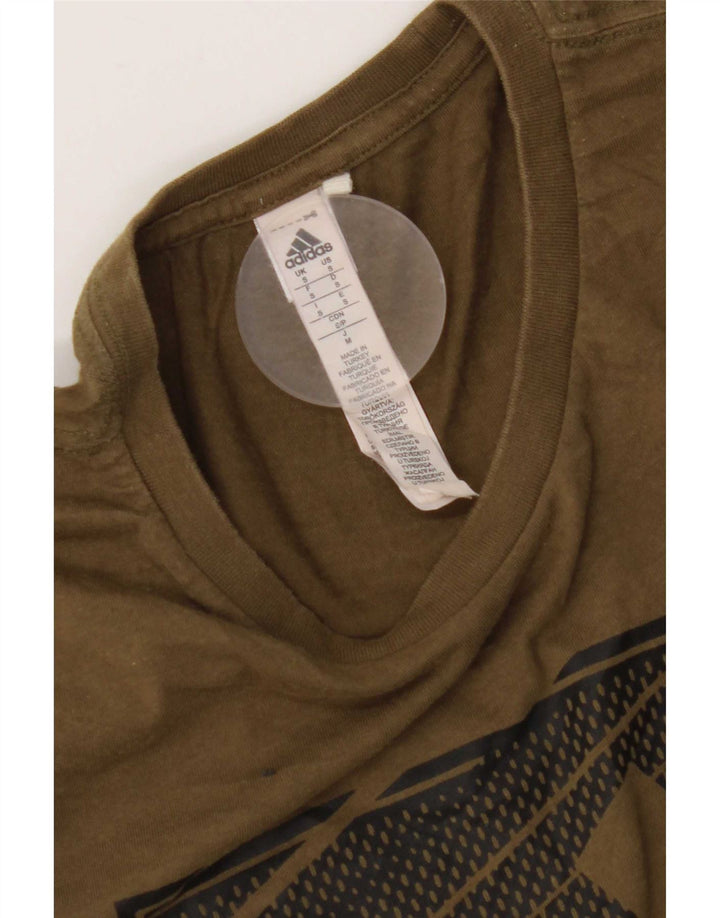 Adidas Mens Graphic T-Shirt Top Pequeno Algodão Cáqui