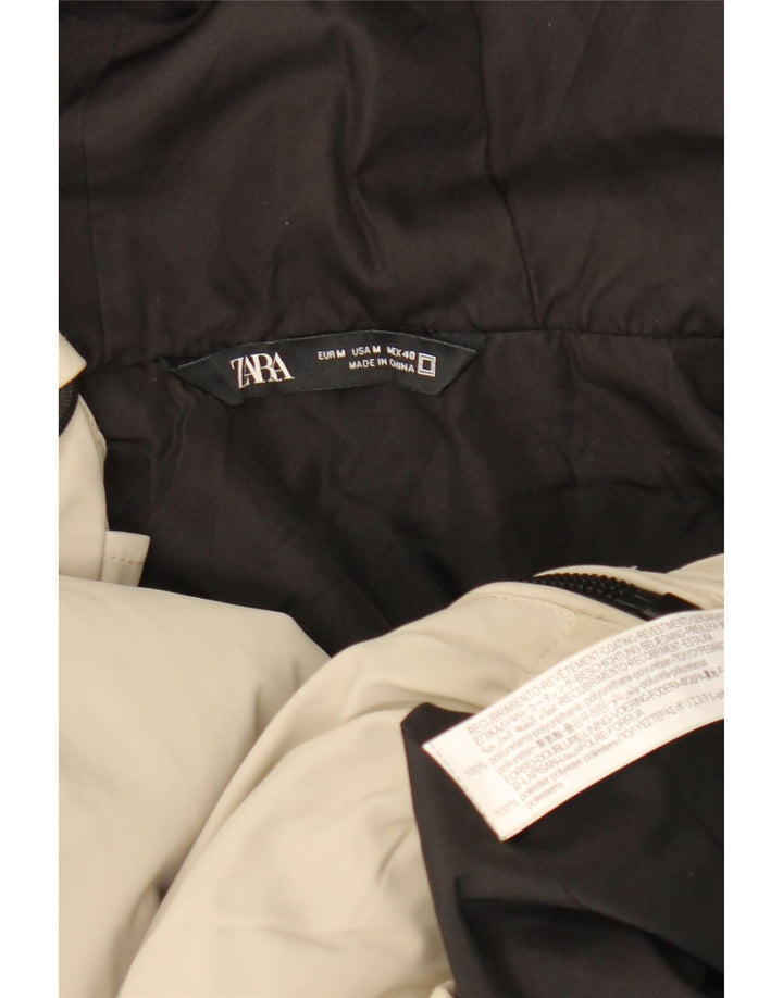 Zara Mens Hooded Bomber Jacket UK 38 Polietileno Bege Médio