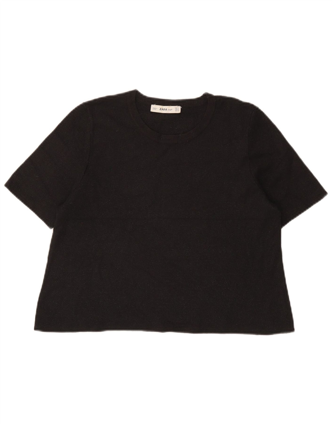 Camiseta Zara Feminina Crop Top UK 12 Médio Preto