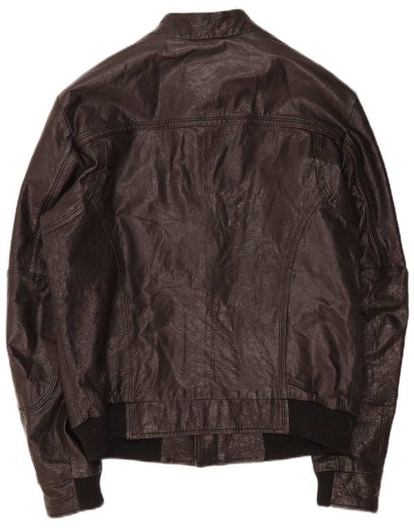 Trussardi Mens Leather Jacket IT 52 XL Black Leather