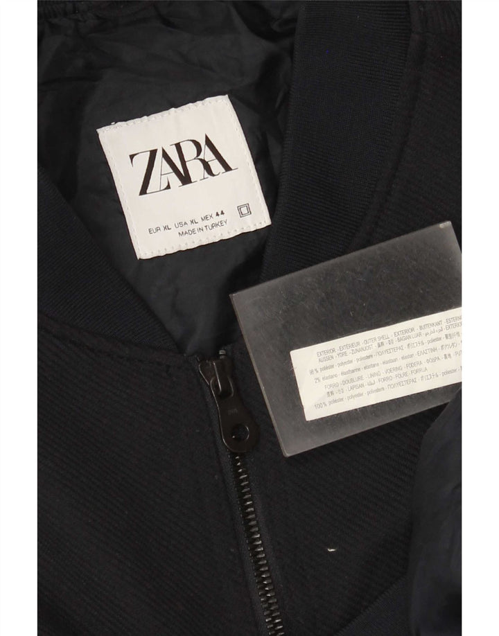 Jaqueta bomber masculina Zara UK 42 XL azul marinho poliéster