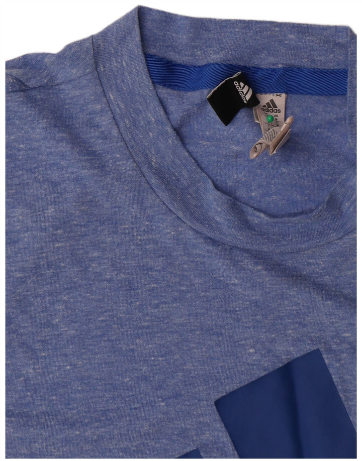 Adidas Mens Graphic T-Shirt Top Médio Poliéster Salpicado Azul