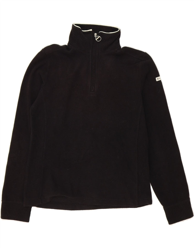 CHAMPION Womens Easy Fit Zip Neck Fleece Jumper UK 14 Medium Black Vintage Champion and Second-Hand Champion from Messina Hembry 