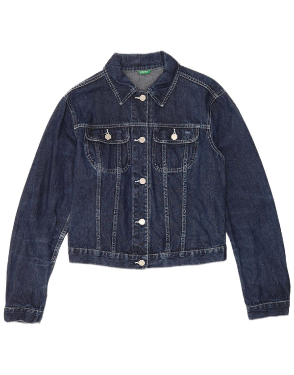 Jaqueta jeans feminina Benetton UK 40 grande algodão azul