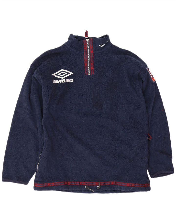 Suéter de lã masculino Umbro com zíper e gola grande azul marinho poliéster