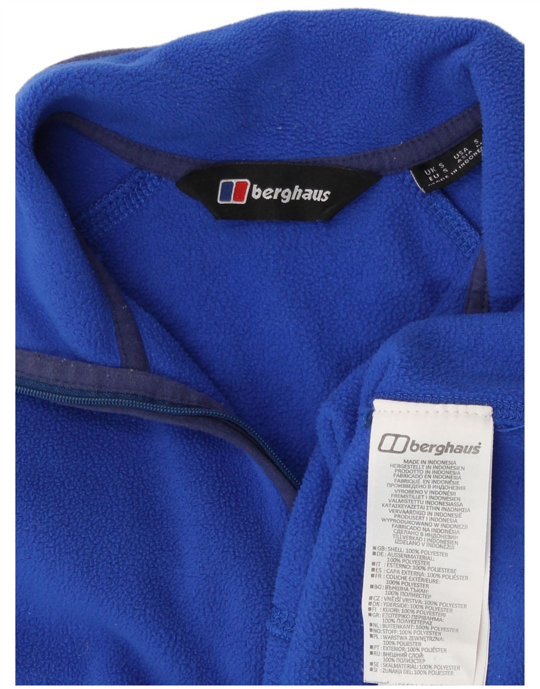 Berghaus Suéter masculino de lã com zíper e gola pequena azul poliéster
