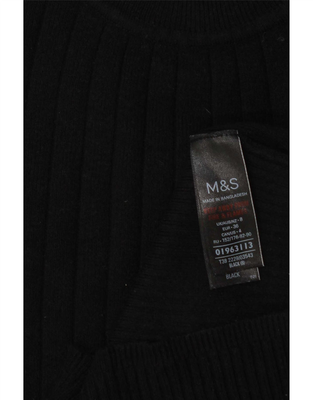 Suéter feminino Marks & Spencer com gola tartaruga Reino Unido 8 pequeno preto