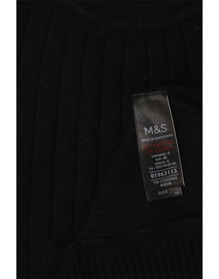Suéter feminino Marks & Spencer com gola tartaruga Reino Unido 8 pequeno preto