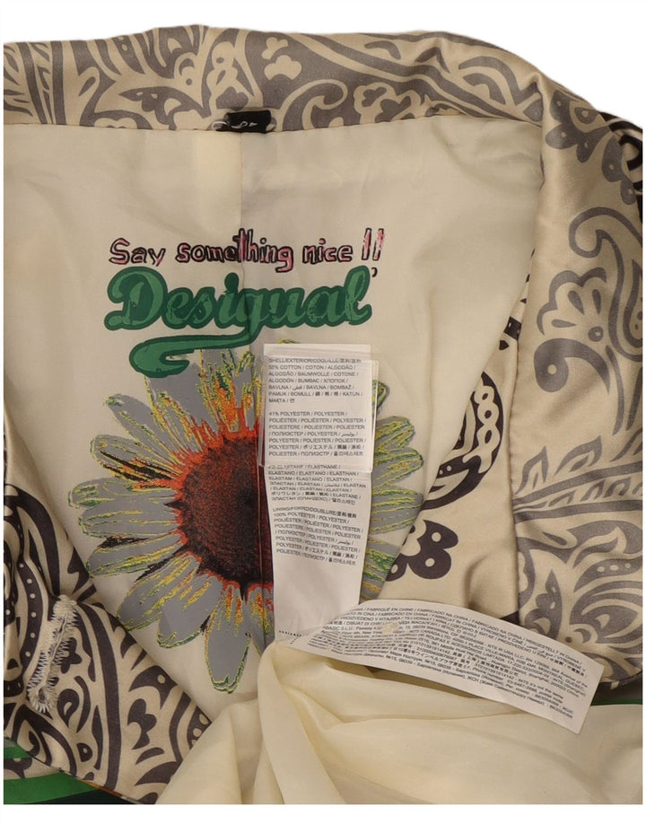 Sobretudo feminino Desigual EU 40 médio algodão paisley branco