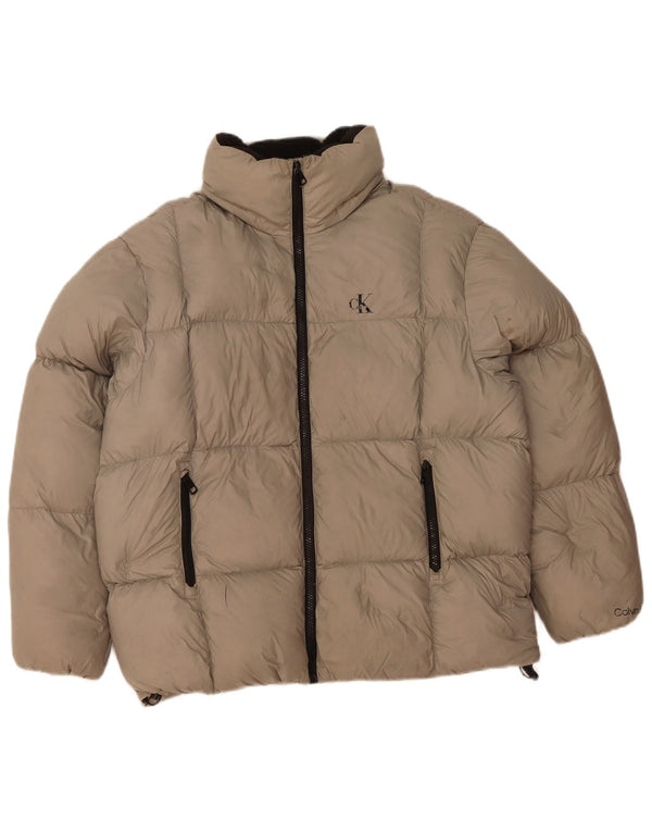 Calvin Klein Jeans Mens Padded Jacket UK 34 XS Beige Polyamide