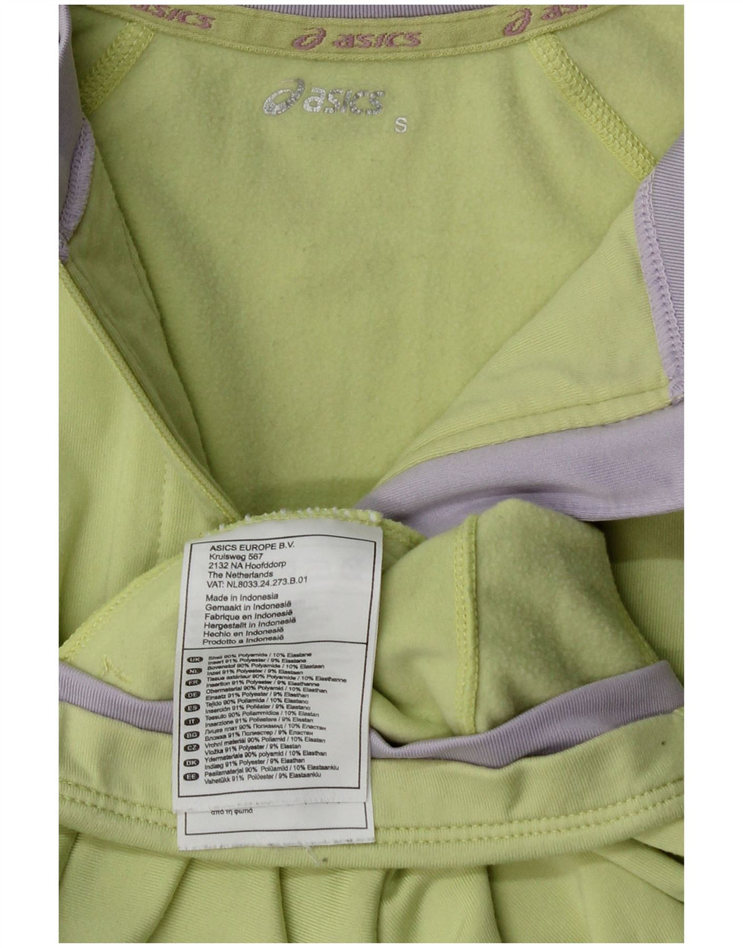 ASICS feminino gráfico pulôver treino top UK 10 pequeno verde colorblock