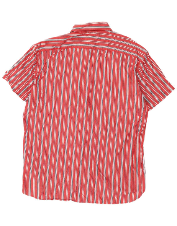 Camisa masculina de manga curta Tommy Hilfiger 2XL algodão listrado vermelho anos 80
