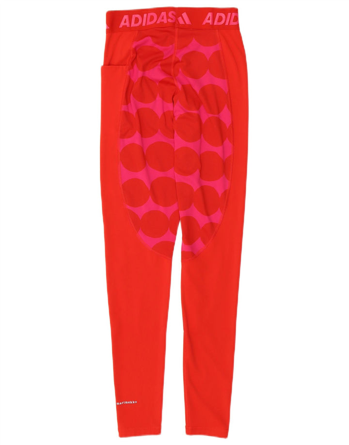 ADIDAS Womens Tech Fit Graphic Leggings UK 8/10 Small Red Polka Dot