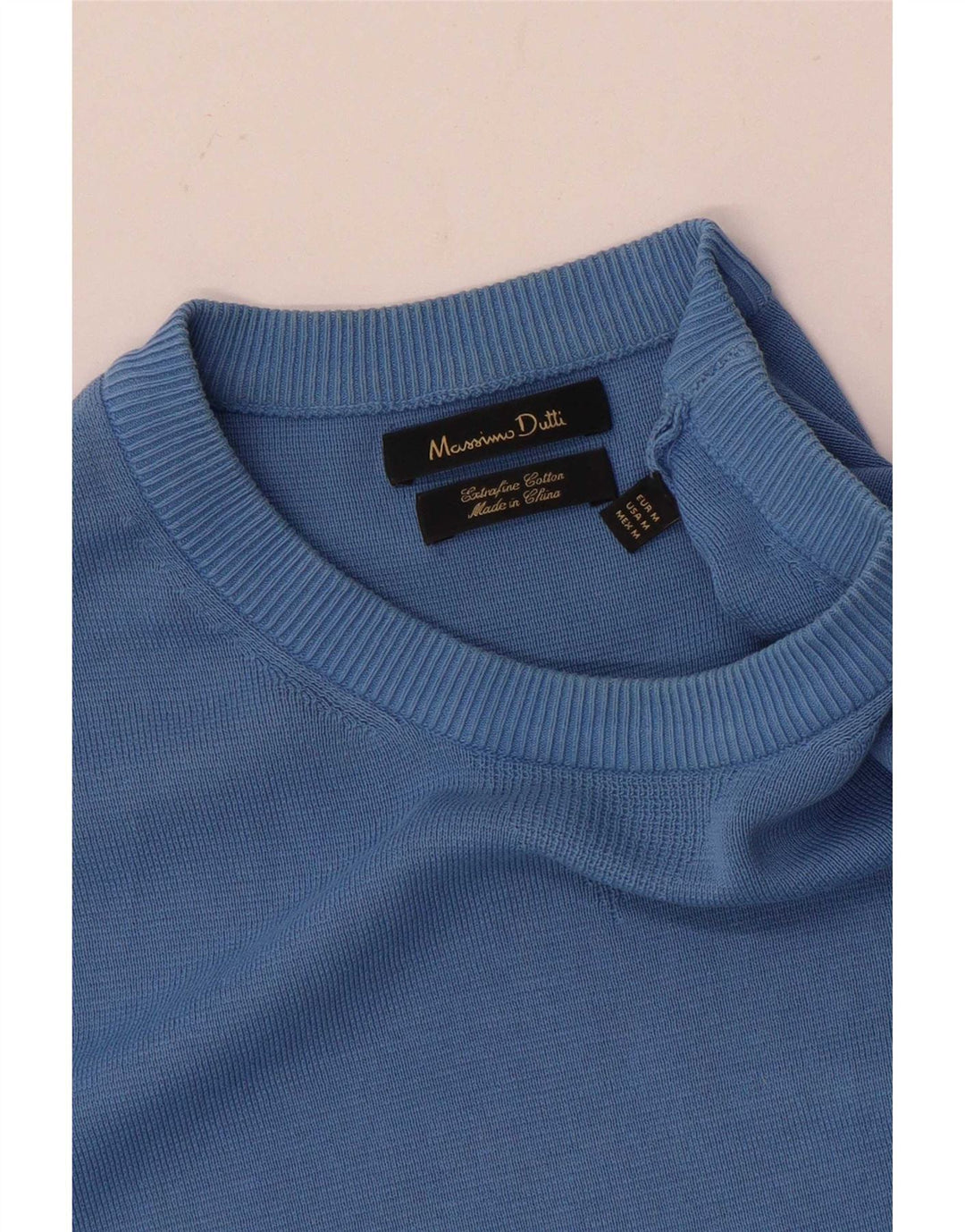 Suéter masculino Massimo Dutti com gola redonda e algodão azul médio