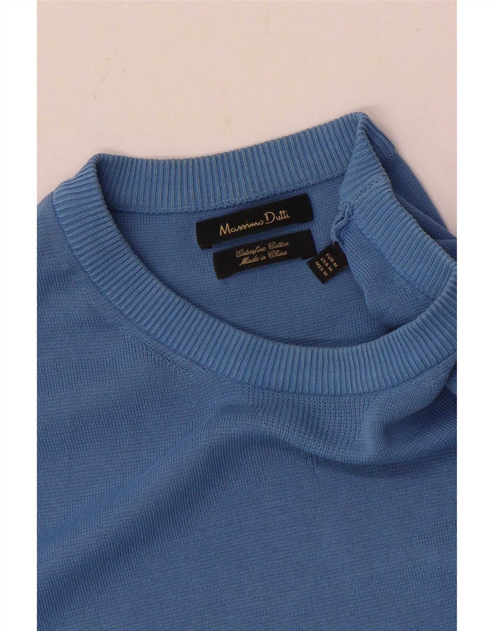 Suéter masculino Massimo Dutti com gola redonda e algodão azul médio