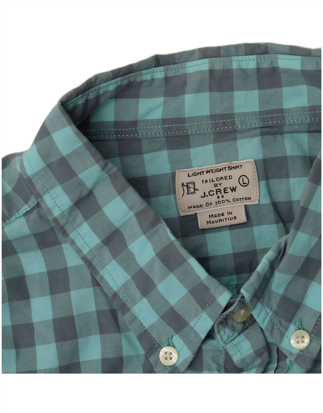 Camisa masculina J. Crew grande algodão guingão azul