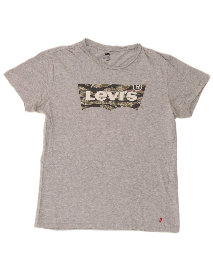 Camiseta gráfica masculina LEVI'S Top algodão cinza médio