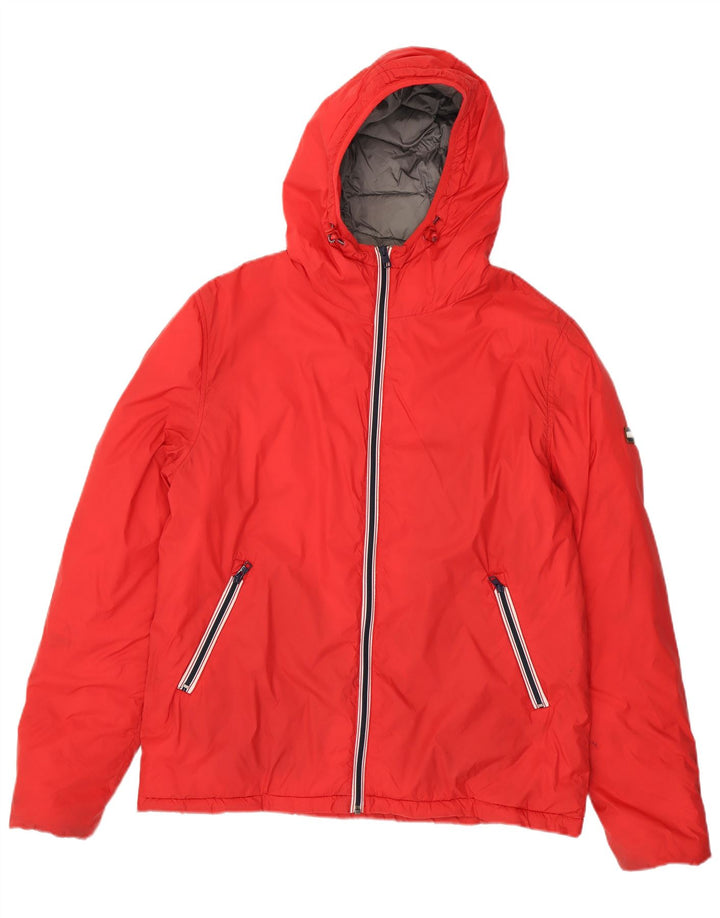 Jaqueta masculina acolchoada com capuz Tommy Hilfiger Reino Unido 40 grande nylon vermelho