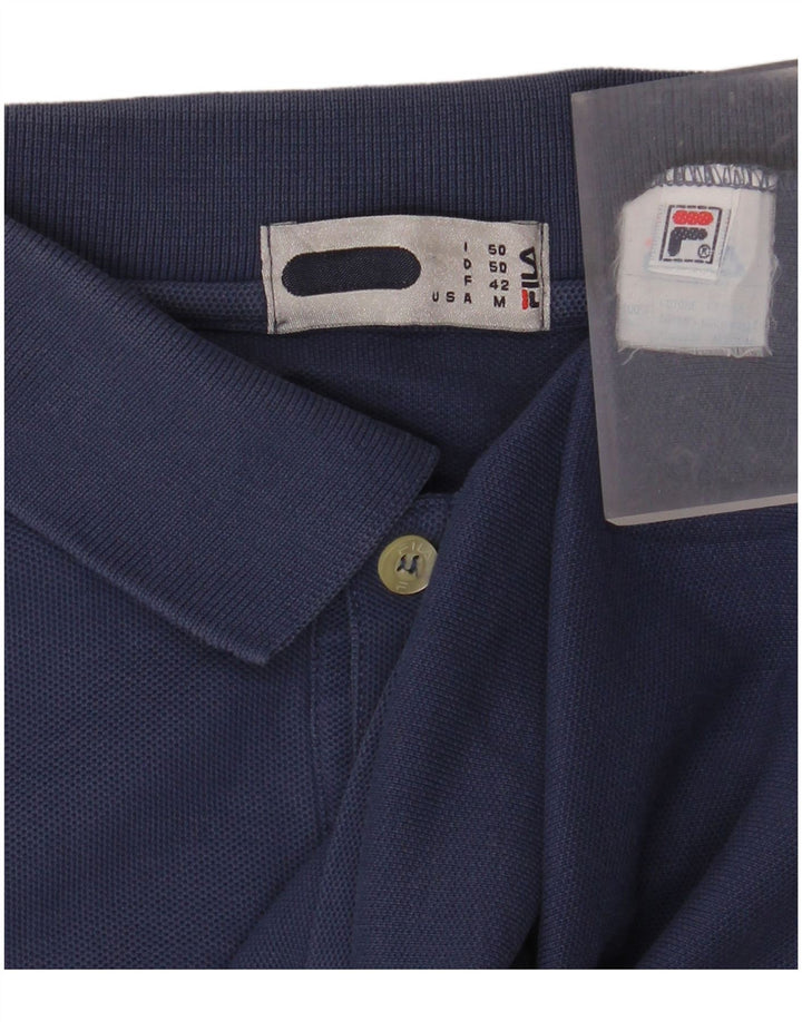 Camisa polo masculina de manga comprida FILA IT 50 algodão azul médio