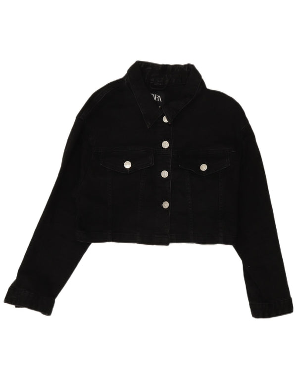 Zara Womens Crop Oversized Denim Jacket Reino Unido 14 Médio Preto