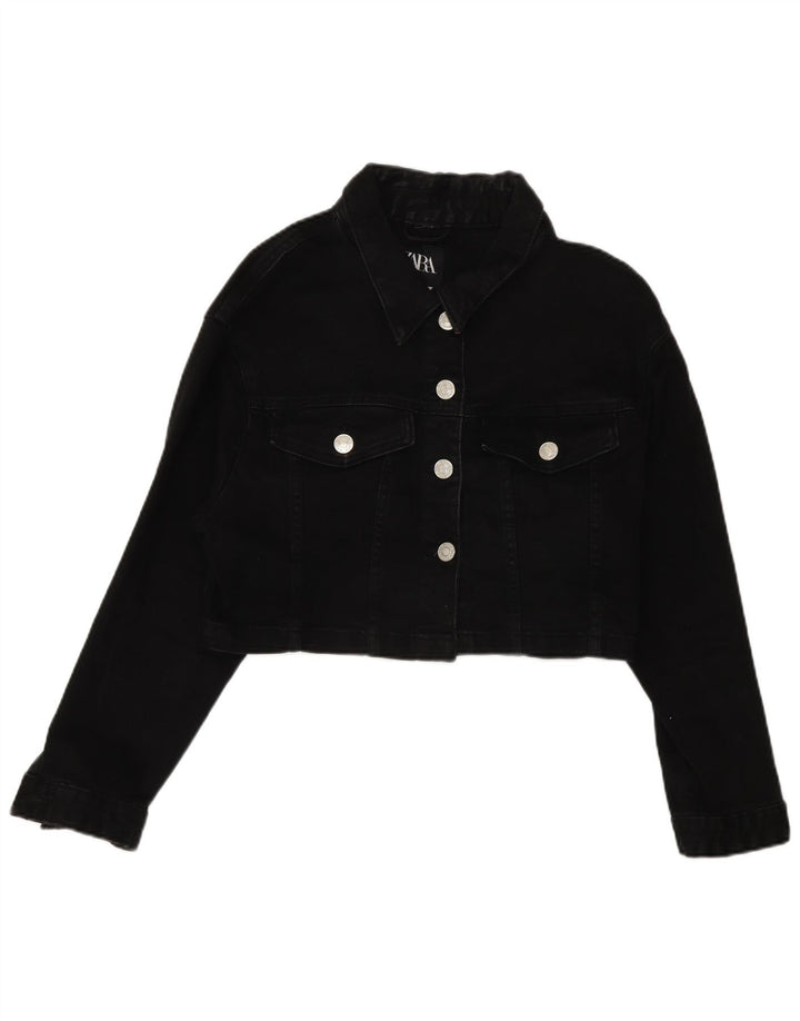 Zara Womens Crop Oversized Denim Jacket Reino Unido 14 Médio Preto