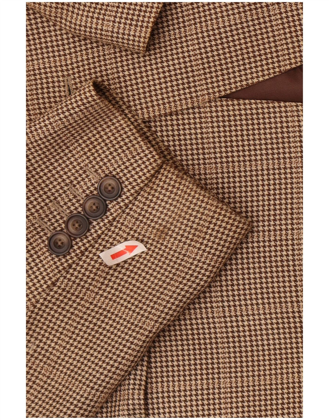 Jaqueta blazer masculina Aquascutum com 2 botões Reino Unido 42 XL marrom houndstooth lã