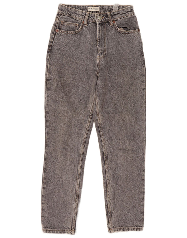 Zara Jeans feminino de cintura alta EU 34 2XS W24 L26 algodão cinza