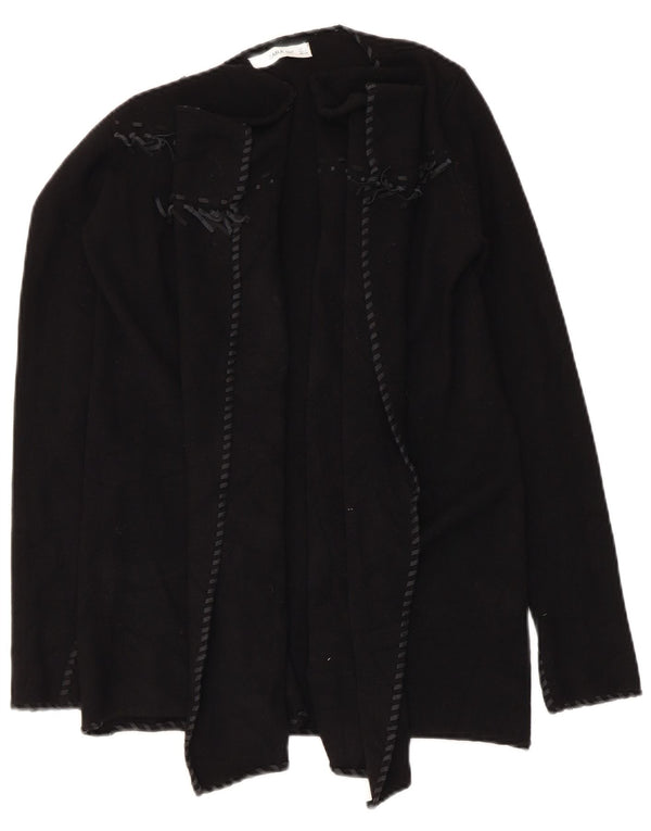 Suéter cardigan aberto assimétrico feminino Zara Reino Unido 10 pequeno poliéster preto