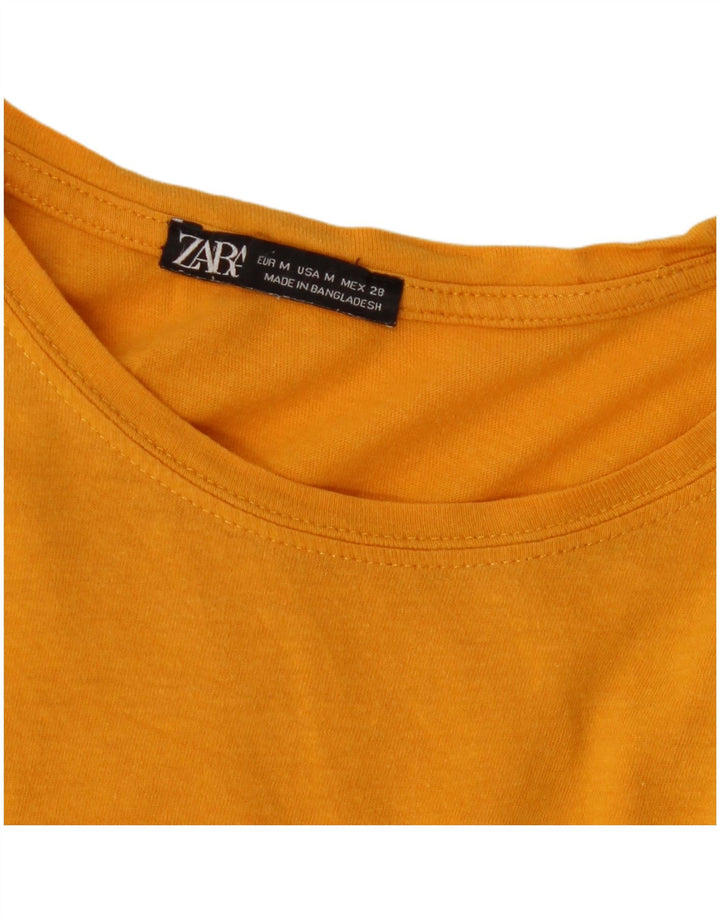 Zara Camiseta Feminina Top UK 14 Médio Amarelo
